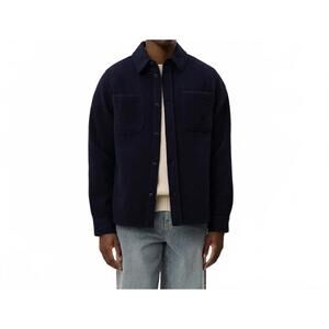 NEW LES DEUX lennon boucle overshirt in blue